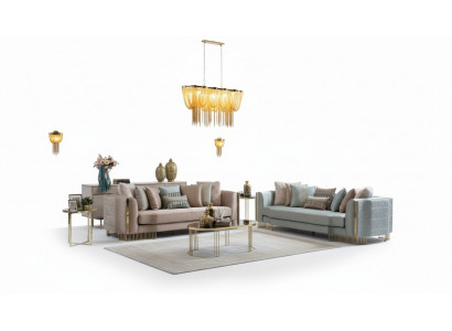 Stilvoll Sofagarnitur 2x Sofas Klassesch Design Miwwelen mat Armleeën 4+3