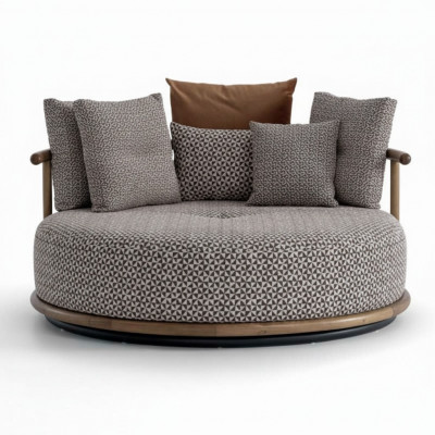 Design Sofa fir Wunnzëmmer Modern mat Luxus Miwwelen Sëtzkëssen Ronnsofa