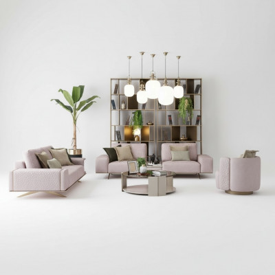Luxus Sofa Set 3+3+1 Sëtz Couchen Set Miwwelen Ariichtung Sëtzpolster