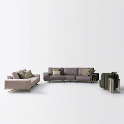Luxus Sofaset Wunnzëmmer 3+3+1 Sëtz Stoffsofa Grouss Sofa Canapé Sets