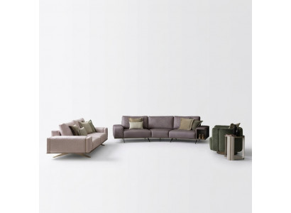 Luxus Sofaset Wunnzëmmer 3+3+1 Sëtz Stoffsofa Grouss Sofa Canapé Sets