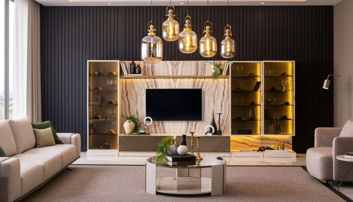 Elegant Wunnwand Wunnezëmmer Usaz Wand 388cm Luxus Wunnwänn Sideboard