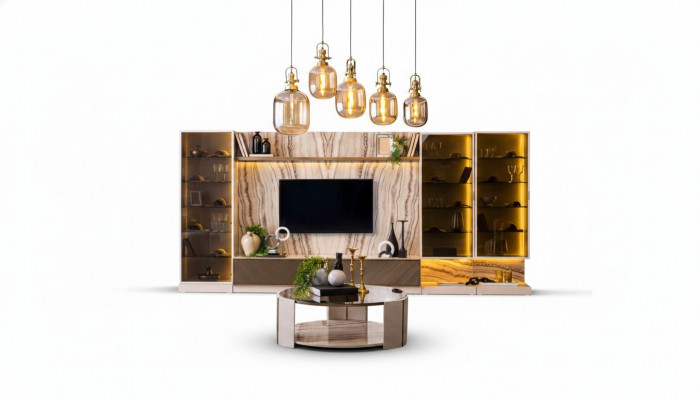 Elegant Wunnwand Wunnezëmmer Usaz Wand 388cm Luxus Wunnwänn Sideboard
