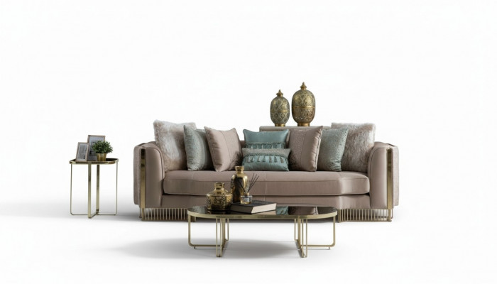 Design Dräisëtzer Couch Polster 232cm Sofa Couchen Miwwelen Grouss XXL Wunnzëmmer