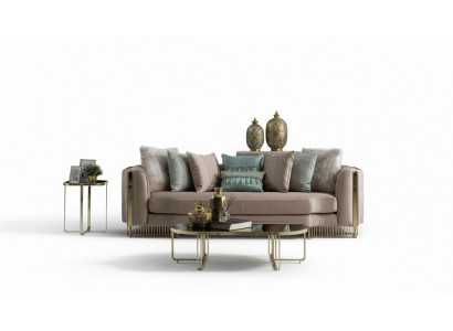Design Dräisëtzer Couch Polster 232cm Sofa Couchen Miwwelen Grouss XXL Wunnzëmmer