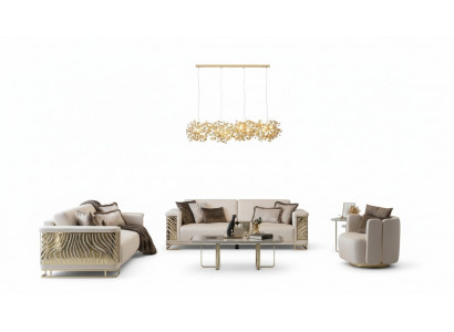 Luxus Sofagarnitur 4+3 Sëtzer Fauteuil Dësch Modernen 4tlg. Set Design