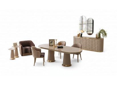 Luxus Iesszëmmer Set Iessgrupp Iessdësch 4x Still Sideboard mat 2x Spigel