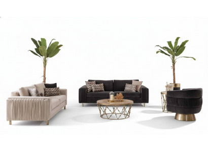 Elegant Sofa-Garnitur Sofa 3+3 Sëtzer mat Fotell fir Wunnzëmmer Nei Designen