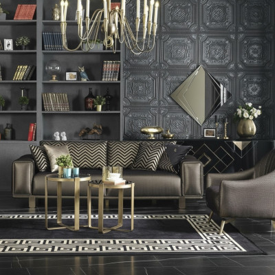 3-Sëtz Sofa mat Fauteuil Luxus Design 3+1 Sëtz Couch Garnitur Miwwelen