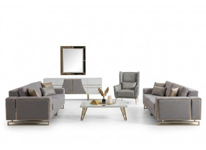 Modern Sofagarnitur 3+2+1 Plazen Couchen Miwwelen Luxus Design Sofa
