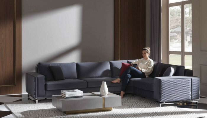 Luxus Eckcanapé L-Form Gro Eckegefris Textilcanapé Couchen Design Canapé