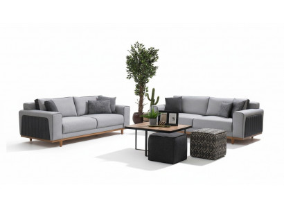 Duosofa aus Stoff Couch Polster Gemittlech Stoff-Couch Zweekëscht-Stoffsëtzbank