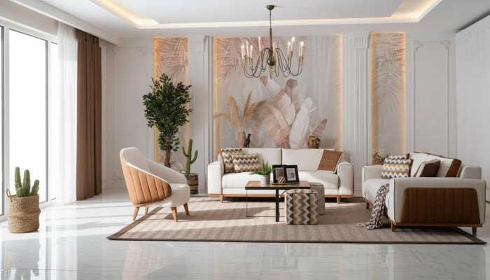 Stilvoll Sofagarnitur 3+2+1 Sëtz Sessel Héichwäerteg Miwwel Luxus Design