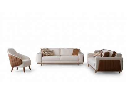 Stilvoll Sofagarnitur 3+2+1 Sëtz Sessel Héichwäerteg Miwwel Luxus Design