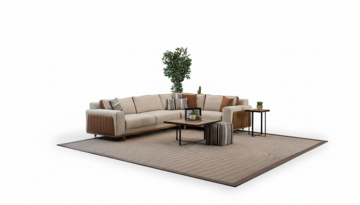 Eckssofa L-Form Wunnzëmmer Modernen Luxus Miwwel Canapé Eckgarnitur Beige