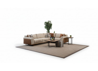 Eckssofa L-Form Wunnzëmmer Modernen Luxus Miwwel Canapé Eckgarnitur Beige