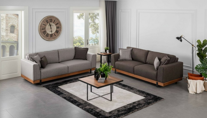 Luxus Canapé-Set Brong Canapé 3+3 Sëtzer Stoffcanapé Luxus Designen