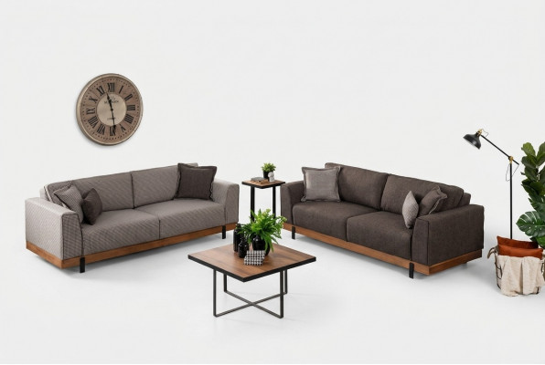 Luxus Canapé-Set Brong Canapé 3+3 Sëtzer Stoffcanapé Luxus Designen