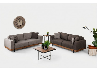 Luxus Canapé-Set Brong Canapé 3+3 Sëtzer Stoffcanapé Luxus Designen