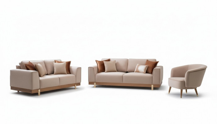Luxus Sofagarnitur 3+2+1 Sëtz Sessel Couch Polster Miwwel Design 3tlg.