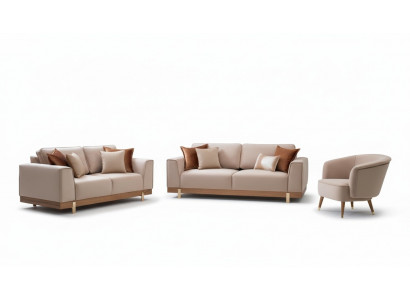 Luxus Sofagarnitur 3+2+1 Sëtz Sessel Couch Polster Miwwel Design 3tlg.