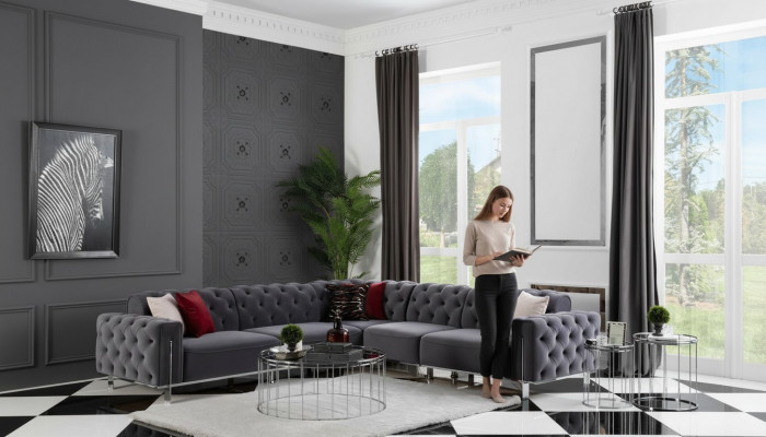 Chesterfield Eckgarnitur Eckcouch Sofa Canapé Polster Ecksofa Miwwelen