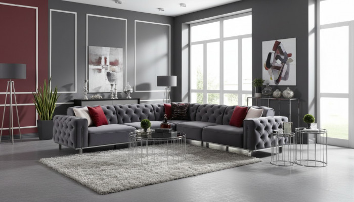Chesterfield Eckgarnitur Eckcouch Sofa Canapé Polster Ecksofa Miwwelen