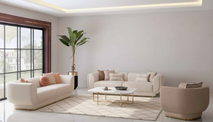 Canapé-Set 3+3+1 Sëtz Couch Sëtzpolster Design Luxus Miwwelen Nei