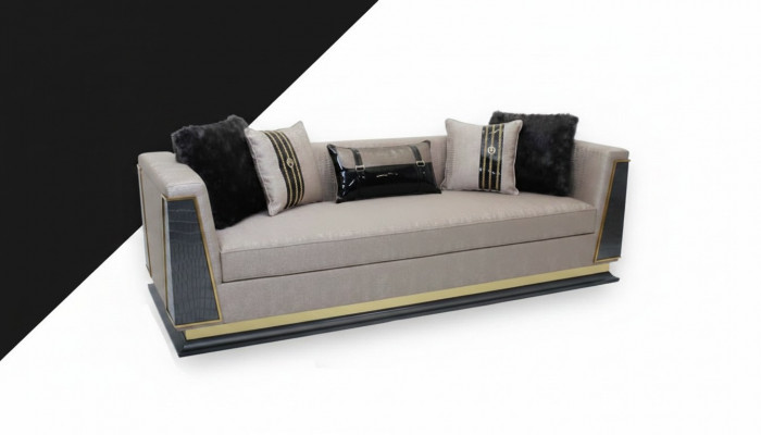 Klassesch Canapé 3 Sëtz Design Wunnzëmmer Miwwelen Dräisëtzer Stoffcanapé