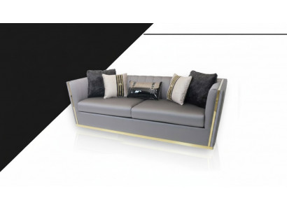 Grauer Dreisitzer Sofa Couch Polster Möbel Einrichtung 250cm xxl Couchen