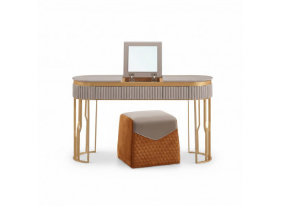 Designer Beigen Toilettendësch, Modernen Holzdësch, Luxus Schlofzëmmer Miwwelen