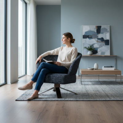 Luxuriéise Fotell Ergonomesche Lounge-Fotell Polsterung am modernen Design