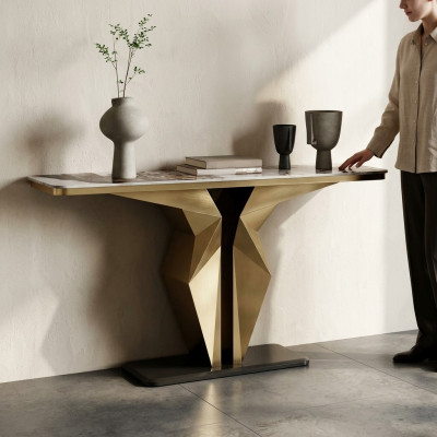 Design Luxus Konsolendësch Konsole Sideboard Gold Wunnzëmmer Miwwelen Nei