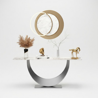 Konsolen Designer Luxus Modern Konsolendësch Edelstol Design Sëlwer
