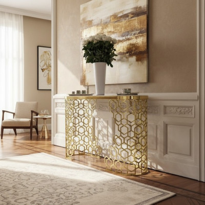 Luxus Konsol Design Konsolendësch Miwwelen Sideboard Ariichtung Gold