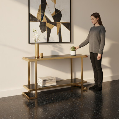 Wunnzëmmer Konsolendësch Modern Luxus Edelstol Dësch Konsol Gold