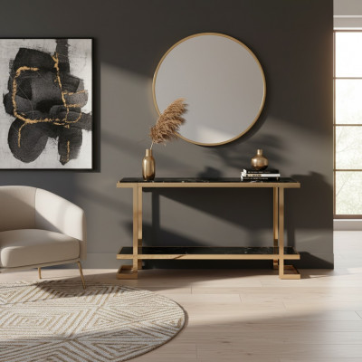Wunnzëmmer Konsolendësch Modern Luxus Edelstol Dësch Konsol Gold