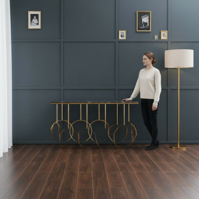 Wunnzëmmerdësch Luxus Miwwelen Konsolendësch Edelstol Design Gold Nei
