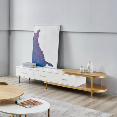 RTV Lowboard Schiefen Regaler Kommode Dësch Wunnzëmmer Holz Design