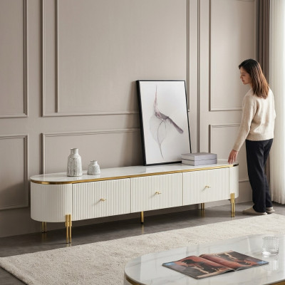 TV Ständer RTV Lowboard Wäiss Modern Wunnzëmmer Sideboard Holz Nei