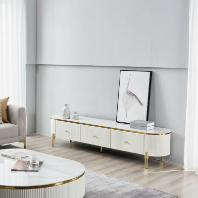 TV Ständer RTV Lowboard Wäiss Modern Wunnzëmmer Sideboard Holz Nei