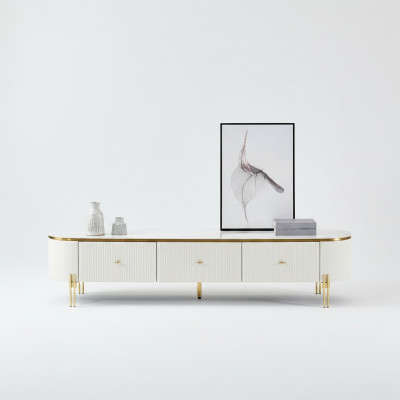 TV Ständer RTV Lowboard Wäiss Modern Wunnzëmmer Sideboard Holz Nei