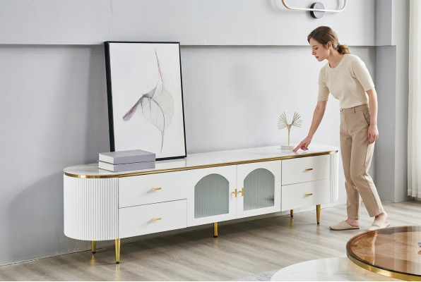 Ovale Fernsehsstativ rtv Lowboard Fernsehsäitennuecht Wonstaub Holz Miwwelen