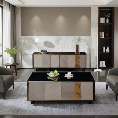 Wunnzëmmer Design Dëscher Miwwelen Luxus Bäistelltëscher Holz Modern Couchdësch