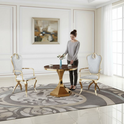 Iessieleméiwwel Luxus Holz Modern Edelstol Wunnzëmmer Design Neit Gold