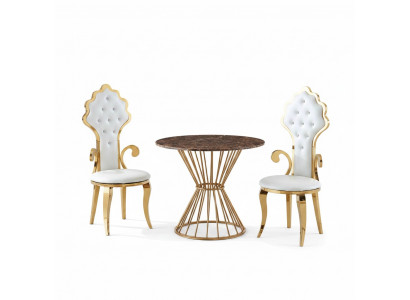 Iessdësch Kaffisdësch Wunnzëmmer Gold Luxus Design Ronnen Dësch Edelstol