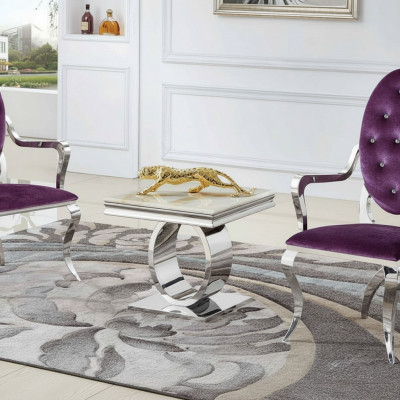 Couchtisch Design Stil Sëlwer Dësch Wunnzëmmer Modern Miwwelen Edelstol