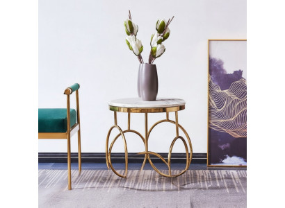 Niewentisch Designer Miwwelen Gold Ronn Edelstol Dësch
