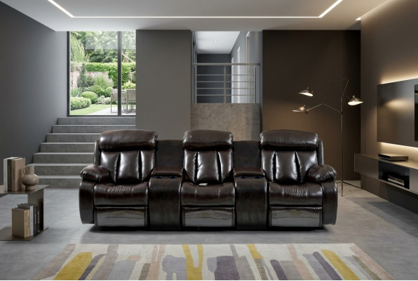 Käschtegerran Wunnzëmmer Sofa 3 Sëtz Wunnzëmmer Miwwelen Deluxe Sofa Braun