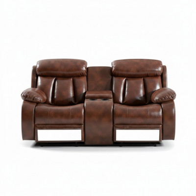 Sofa 2 Sëtzer Canapé Polster Designer Relaxfunktioun Wunnzëmmer Brong Nei